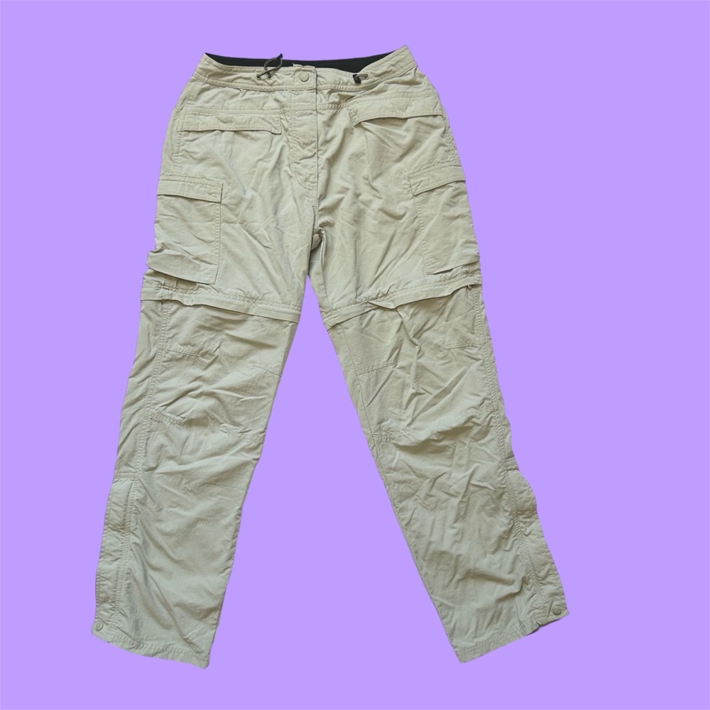 Vintage Y2K Sportif Zip Off Convertible Cargo Nylon Pants Beige Small Size 6